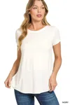 Truedames Flowy Round Hem Rayon Short Sleeve T-shirt In White