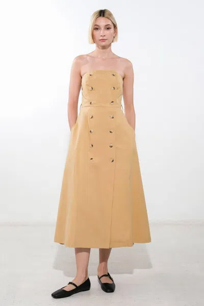 Truedames Follow You Everywhere Woven Midi Dress In Neutral