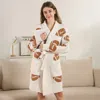 Truedames Football Robe With Pockets And Belt In Brown