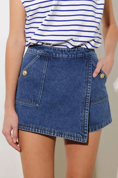 Truedames For A Second Denim Skort In Blue