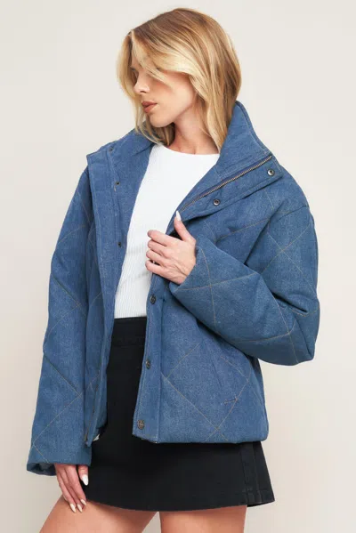 Truedames For Good Quilted Denim Jacket In Blue