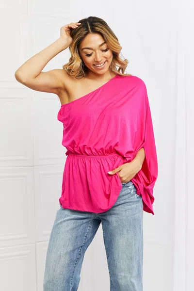 Truedames Forever And Always Full Size One Shoulder Top In Pink