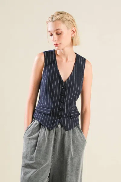 Truedames Forever Connected Woven Vest In Blue