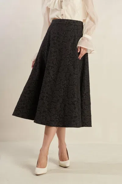 Truedames Forever Daydreaming Woven Midi Skirt In Black