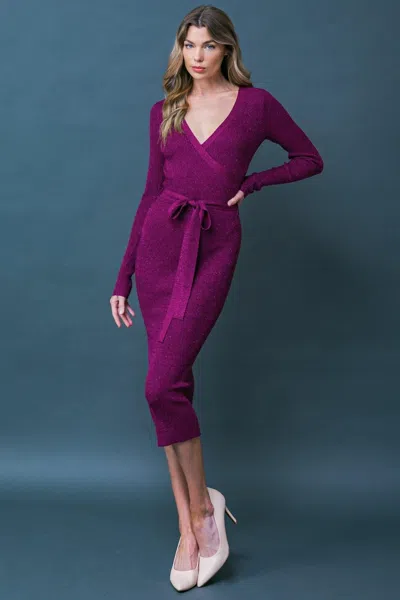 Truedames Forever Impressed Sweater Midi Dress In Purple