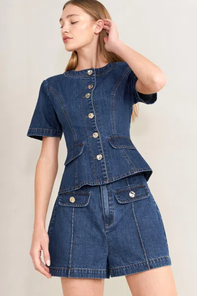 Truedames Forever Stylish Denim Top In Blue