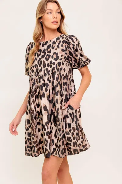 Truedames Forever Yours Leopard Woven Mini Dress In Gray