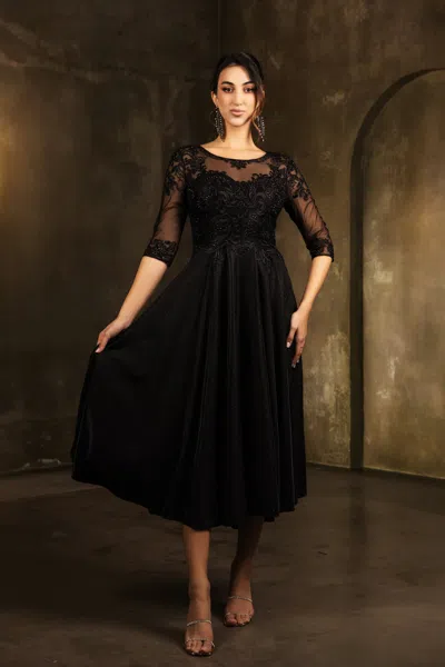 Truedames Formal Dress A-line Round Neck In Black