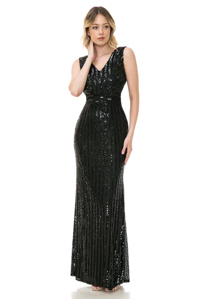 Truedames Formal Dress V-neck Sleeveless Sheath Prom Gown In Blue