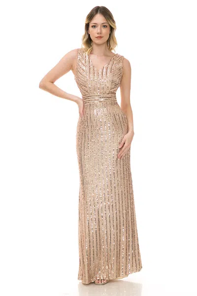 Truedames Formal Dress V-neck Sleeveless Sheath Prom Gown In Multi