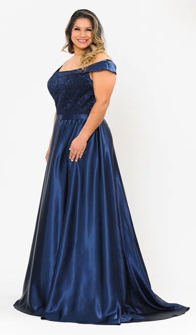 Truedames Formal Plus Size Evening Gown In Blue