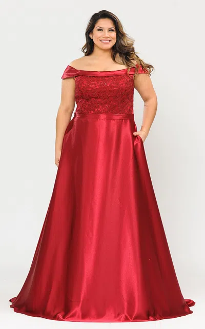 Truedames Formal Plus Size Evening Gown In Red
