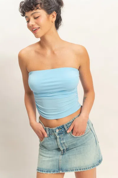 Truedames Striped Strapless Smocked Bandeau Top In Multi