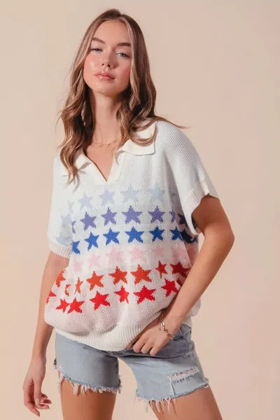 Truedames Fourth Of July Stars Loose Fit Knit Top In Multi