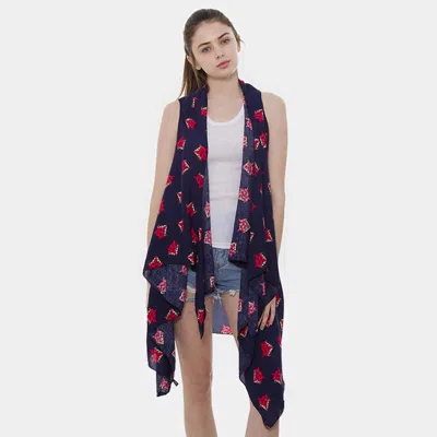 Truedames Fox Pattern Cover Up Vest In Blue
