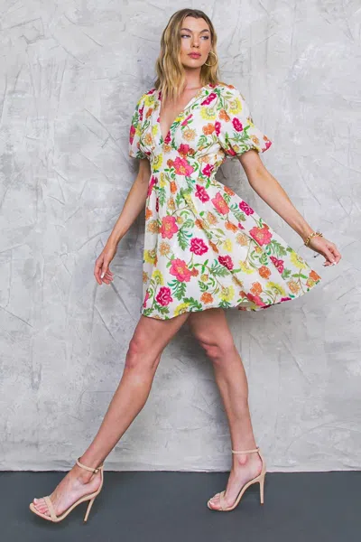 Truedames Free Me Today Floral Woven Mini Dress In Multi