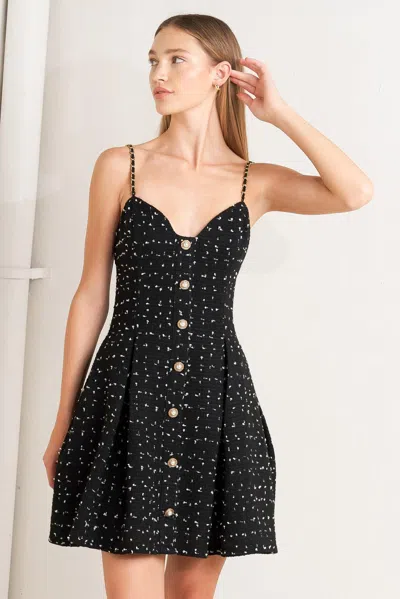 Truedames French Code Woven Tweed Mini Dress In Black