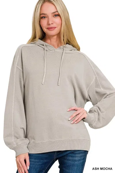 Truedames French Terry Pigment Dye & Enzyme Washing Hoodie In Gray