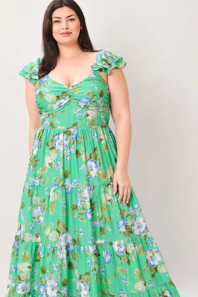 Truedames Fresh Blossom Woven Maxi Dress In Green
