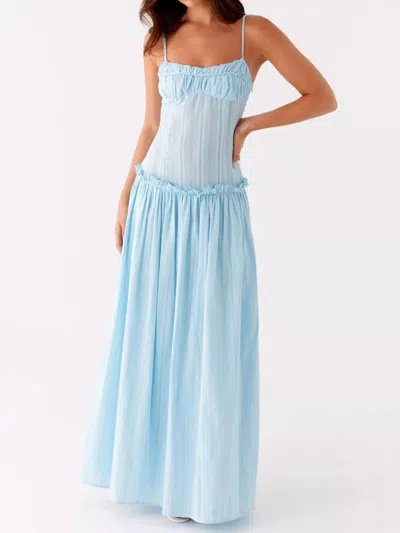 Truedames Frill Spaghetti Strap Maxi Dress In Blue