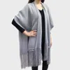 Truedames Fringe Accented Knit Scarf In Gray