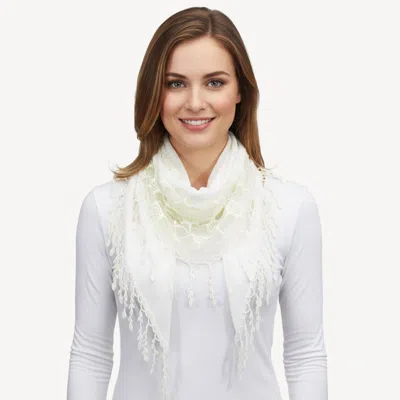 Truedames Fringe Detail Triangle Lace Scarf In White