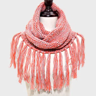Truedames Fringe Drop Two Tone Knit Snood Scarf In Brown