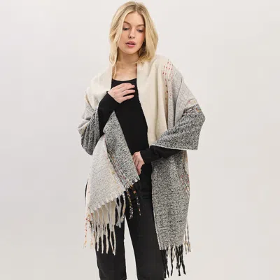 Truedames Fringe Hem Woven Poncho Wrap In Multi