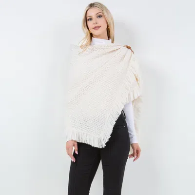 Truedames Fringe Knit Open Front Shawl Wrap Poncho In Multi
