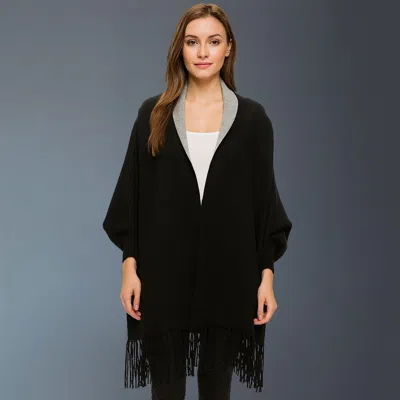 Truedames Fringe Trim Shawl Poncho In Multi