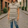 Truedames Fringe Trim Tunic Sweater In Yellow