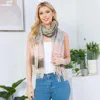 Truedames Fringed Ombre Shawl Poncho / Scarf In Neutral