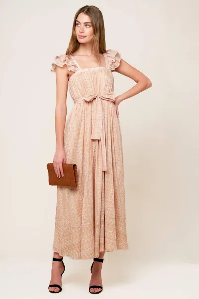 Truedames Frolic Through Fields Woven Midi Dress In Neutral