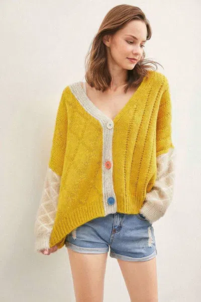 Truedames Front Drop Shoulder Cardigan In Yellow