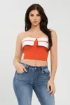 Truedames Front Fold-over Color Contrast Tube Top In Multi