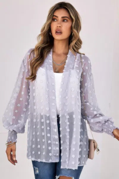 Truedames Front Open Dot Casual Light Top In Purple