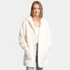 Truedames Front Pockets Oversized Solid Hoodie Jacket In White