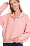Truedames F/terry Pigment Dye & Enzyme Washing Half Zip Top In Multi