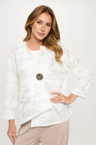 Truedames Fukuro Jacquard Button Jacket W/foil In White
