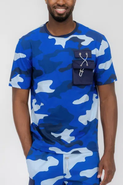 Truedames Full Camo Short Sleeve Tshirt In Blue