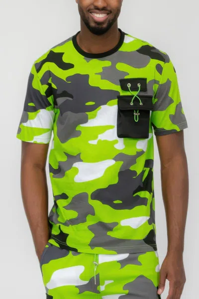 Truedames Full Camo Short Sleeve Tshirt In Green