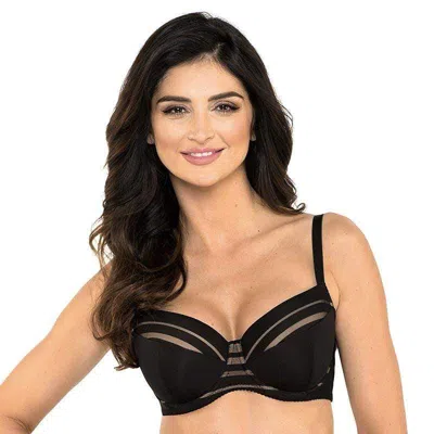 Truedames Full Figure Padded Striped Bra Black In Brown