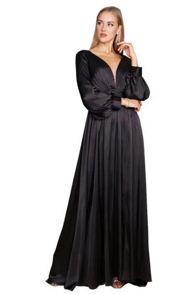 Truedames Full-length Sleeve Formal Gown Evening Party Dress In Black