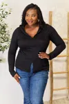 Truedames Full Size Exposed Seam Long Sleeve Hoodie In Black