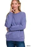 Truedames Full Size Fleece Drop Shoulder Sweatshirt Plus Size In Blue