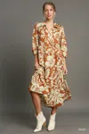 Truedames Full Size Floral Tiered Midi Shirt Dress Plus Size In Multi