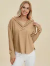 Truedames Full Size High-low Dropped Shoulder Long Sleeve Hoodie In Brown