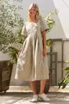 Truedames Full Size Leopard Print Bell Sleeve Midi Dress Plus Size In Gray