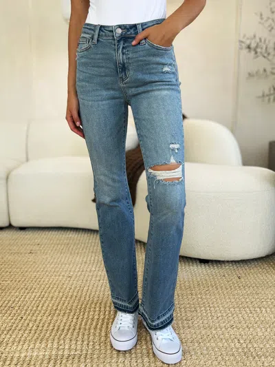 Truedames Full Size Mid Rise Destroyed Hem Distressed Jeans In Pattern