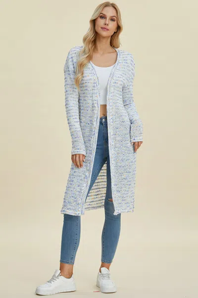 Truedames Full Size Open Front Longline Cardigan In Pink